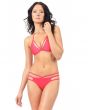 VODA SWIM Hot Coral Envy Push Up ® Cutout String Bikini Top